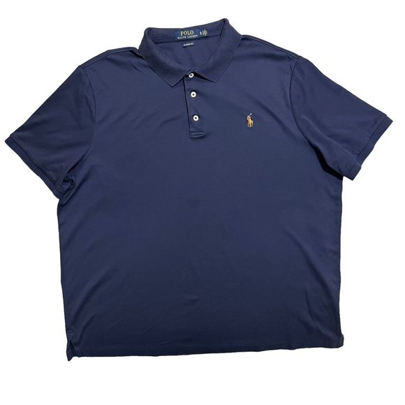 POLO RALPH LAUREN  Logo-Embroidered Cotton Polo Shirt Navy X-Large - Picture 1 of 7